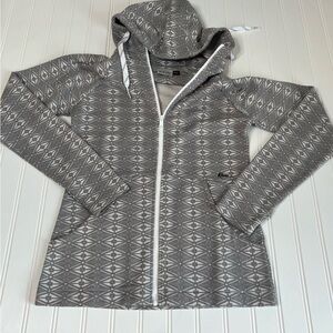 Kavu Jacket Hoodie XS Sweatshirt Hooded Gray White Women 703